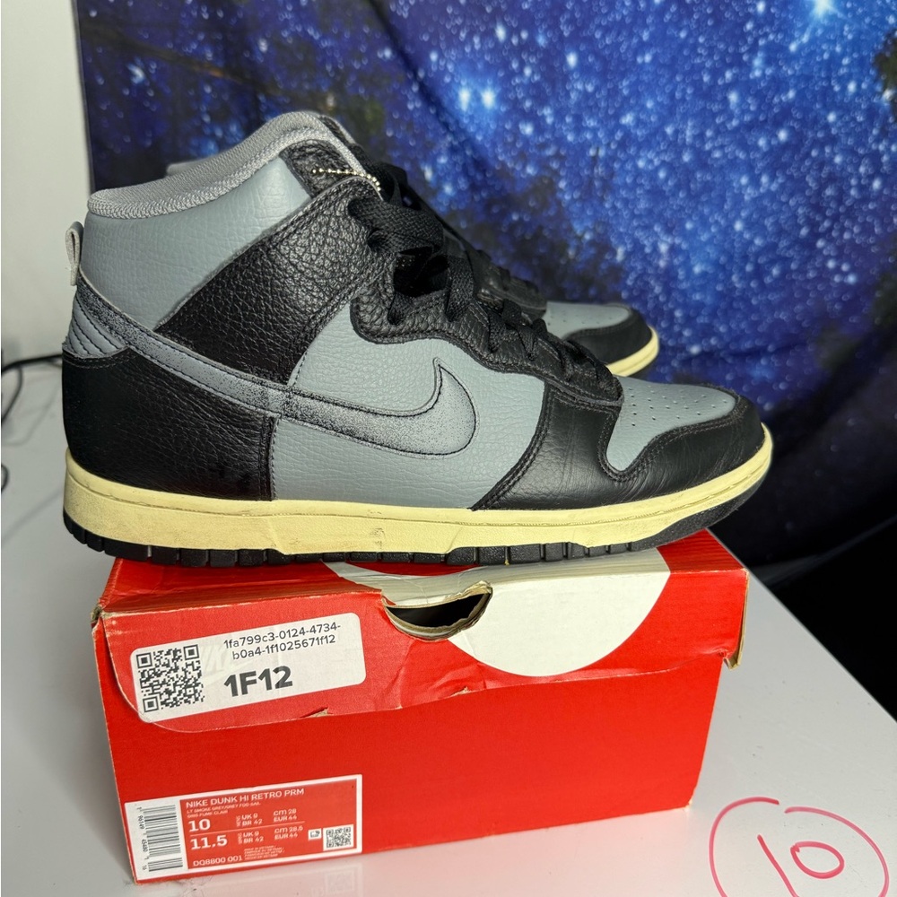 Nike Dunk High-Top Sneakers in Black and Light Gray